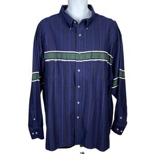 Vintage Wrangler Striped Button Front Denim Shirt Mens XL 100% Cotton Blue